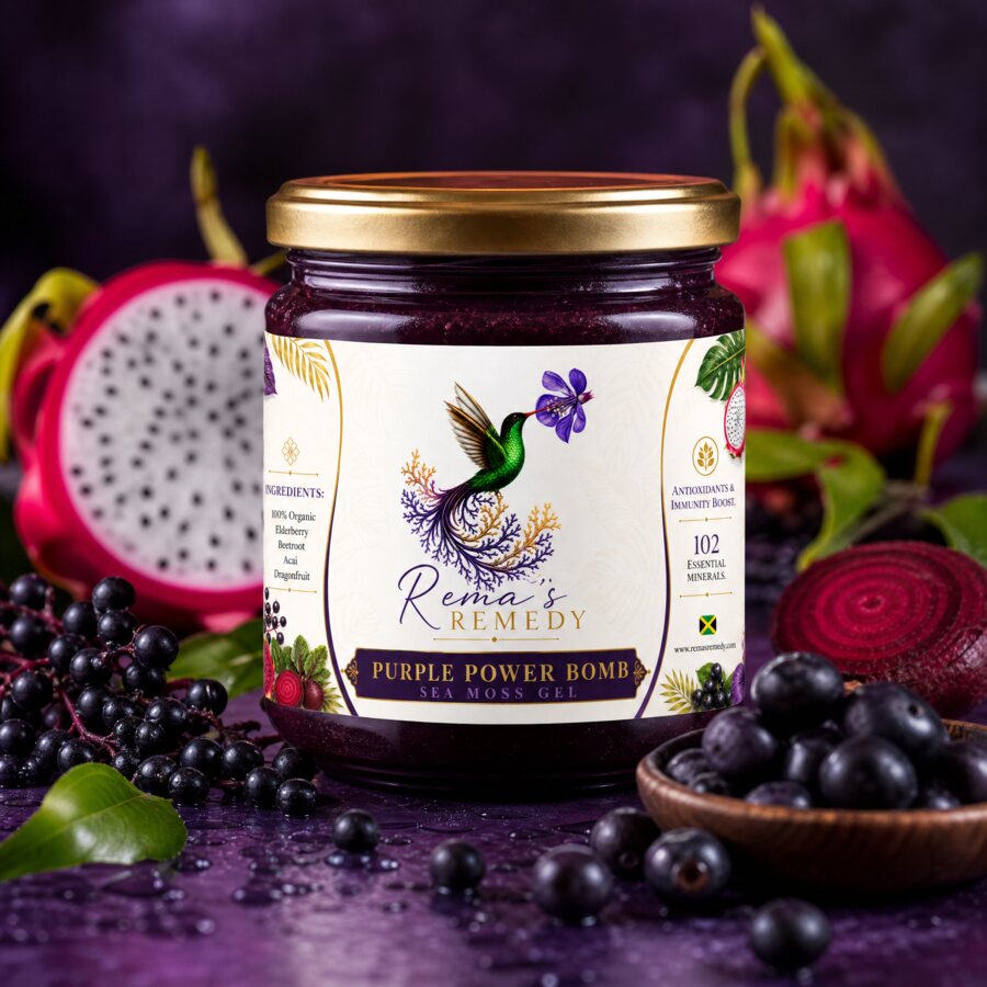 Purple Power Bomb sea moss gel jar
